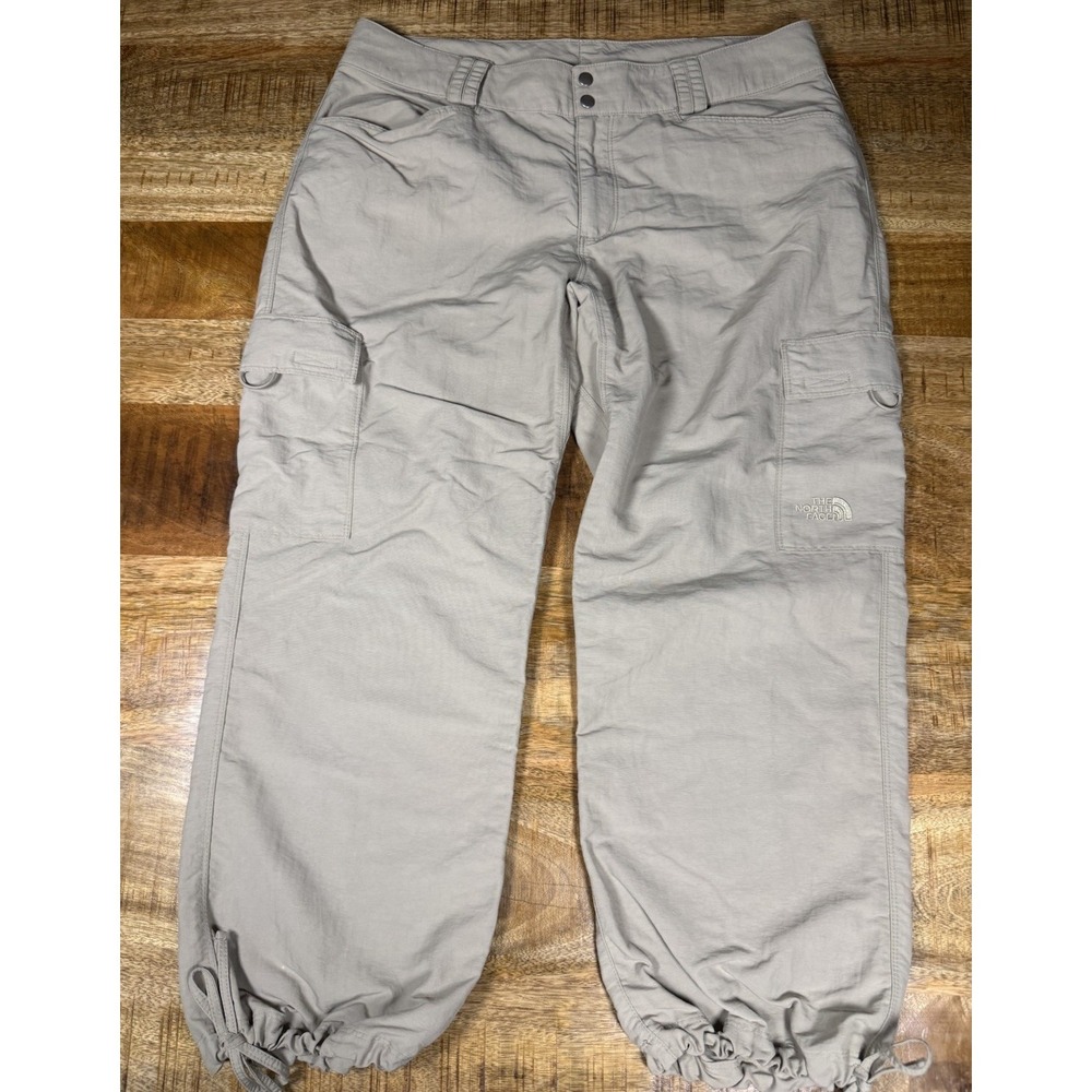The North Face Womens Cargo Hiking Pants Size 8 Khaki Nylon Adjustable Hem